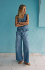 porto denim vest in eternity