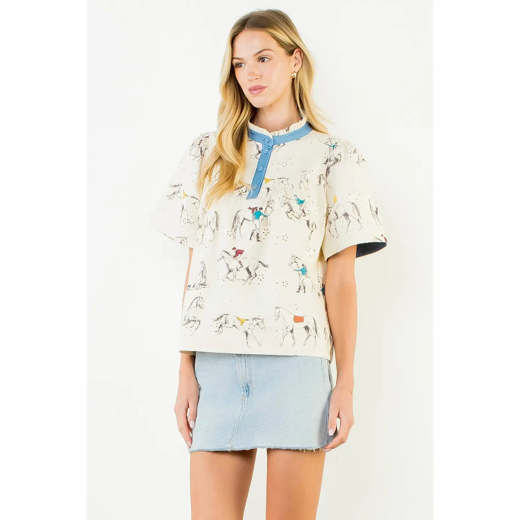 horse embroidered top