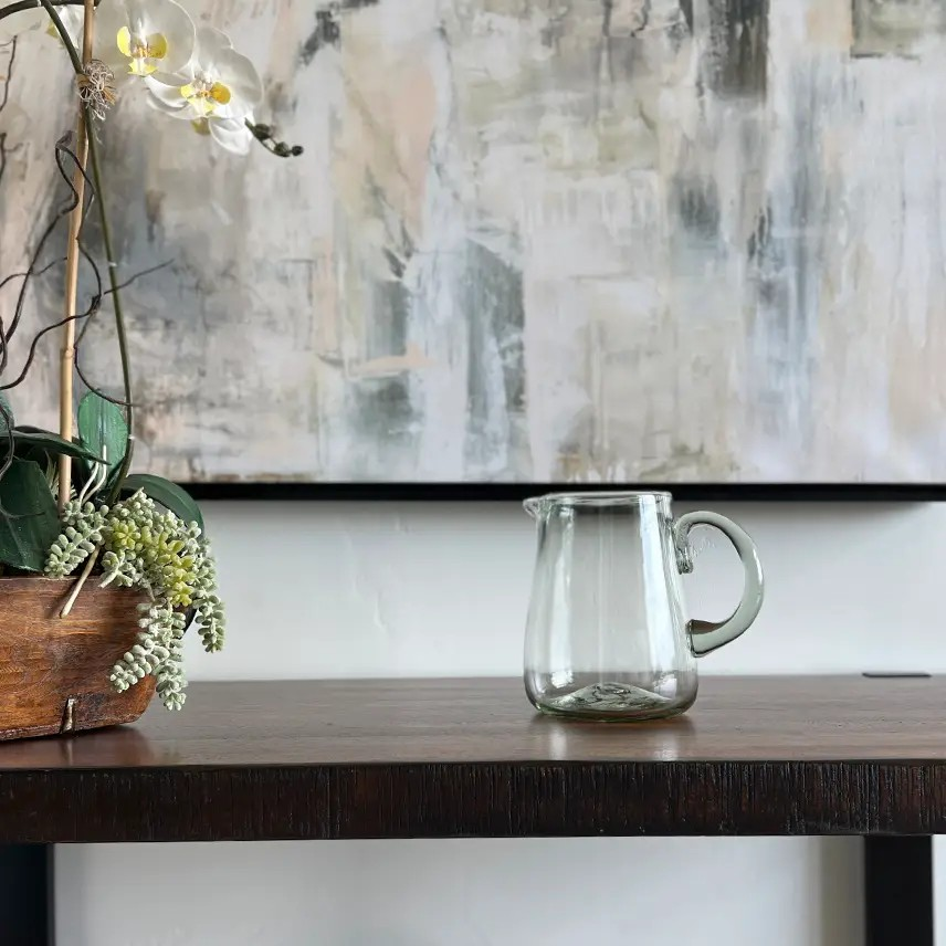 handblown glass pitcher