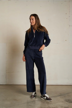 alex velour pant in navy