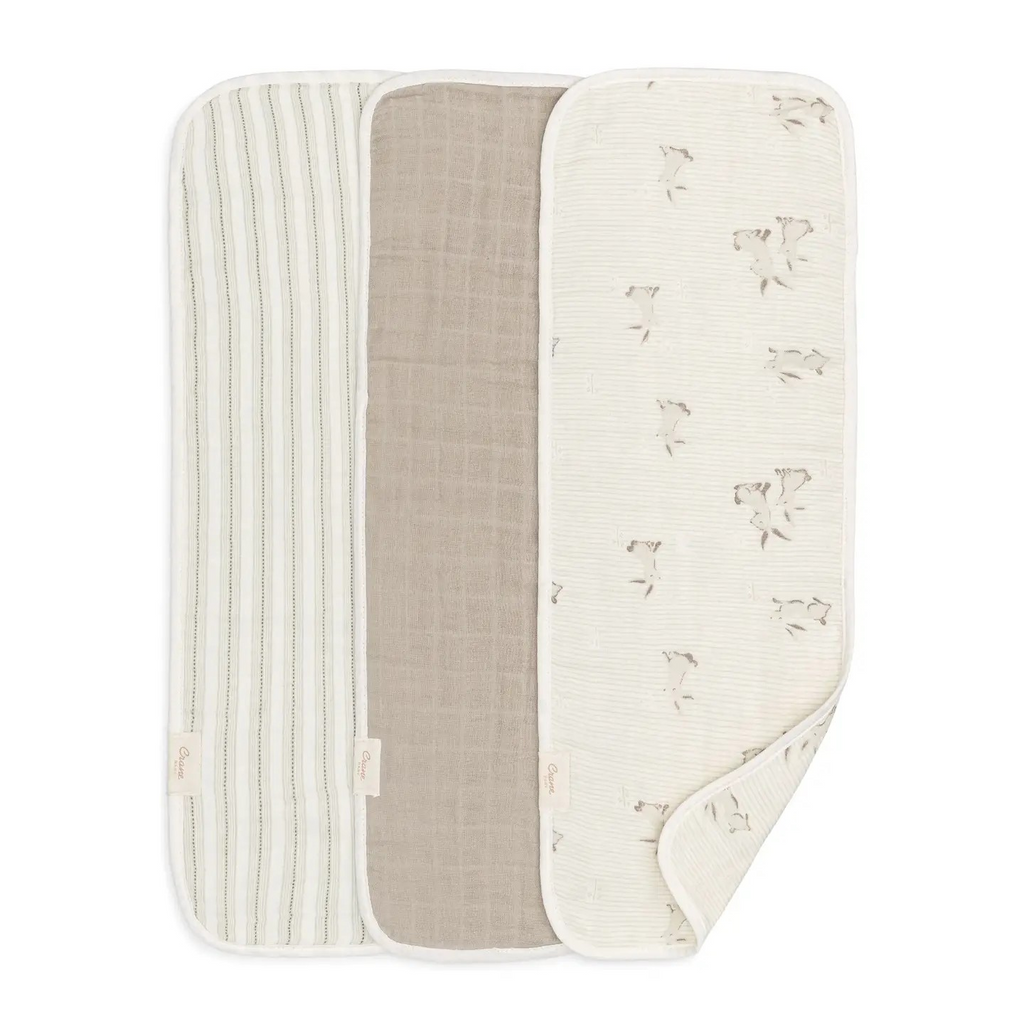 organic cotton 3 piece bunny burp cloth set