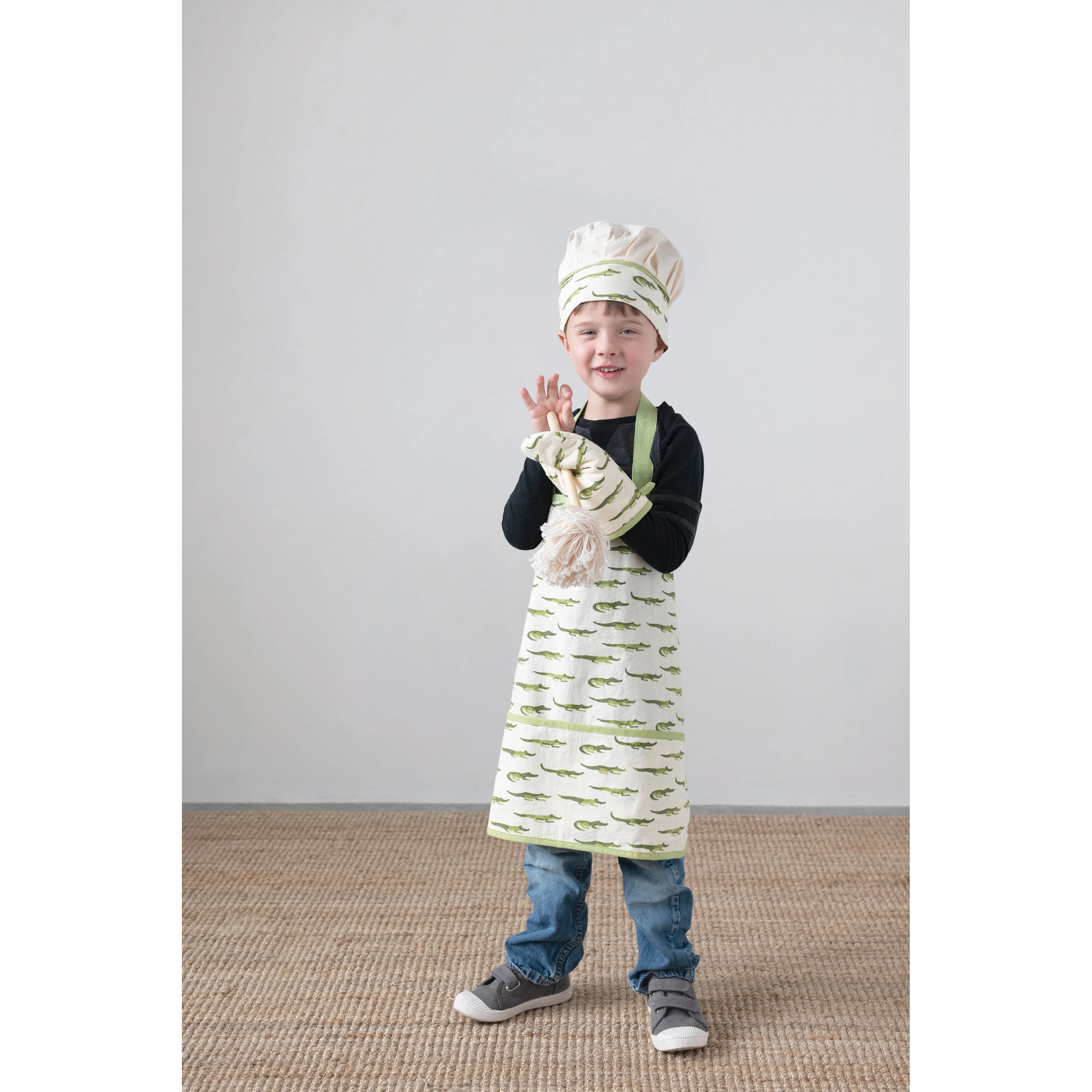 Apron, Hat, & Mitt Set in Crocodile