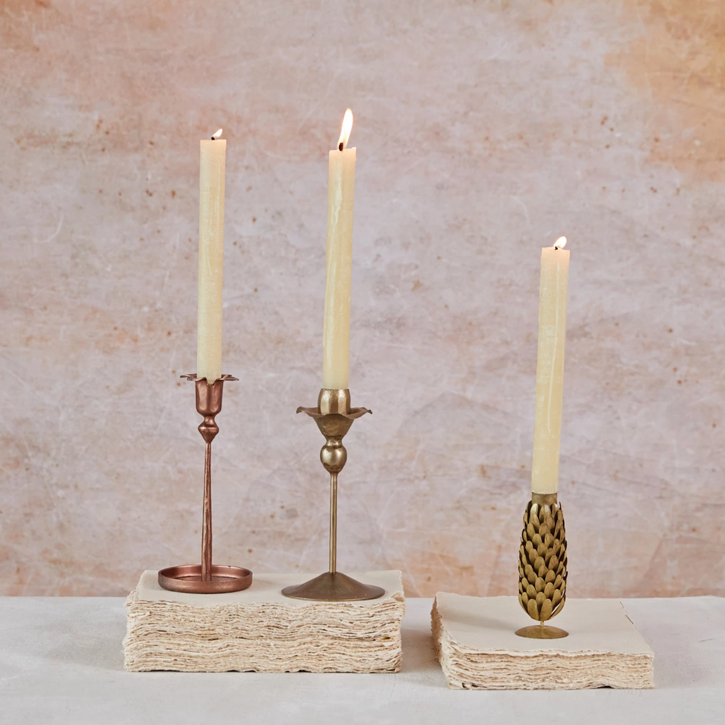 hand-forged metal flower taper