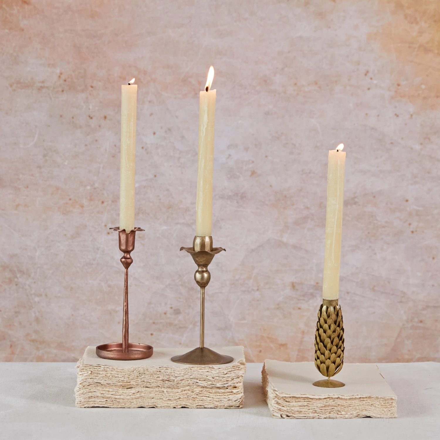 hand-forged metal flower taper