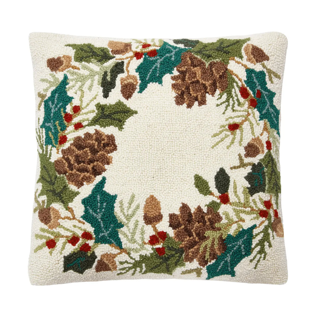 pinecone wreath hook pillow