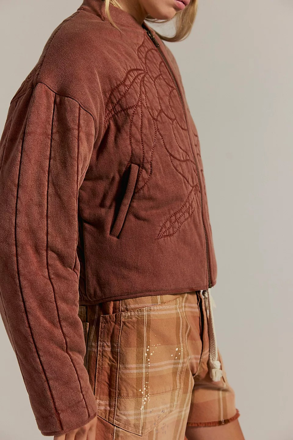 rose zip-up sweatshirt in cinnamon stick