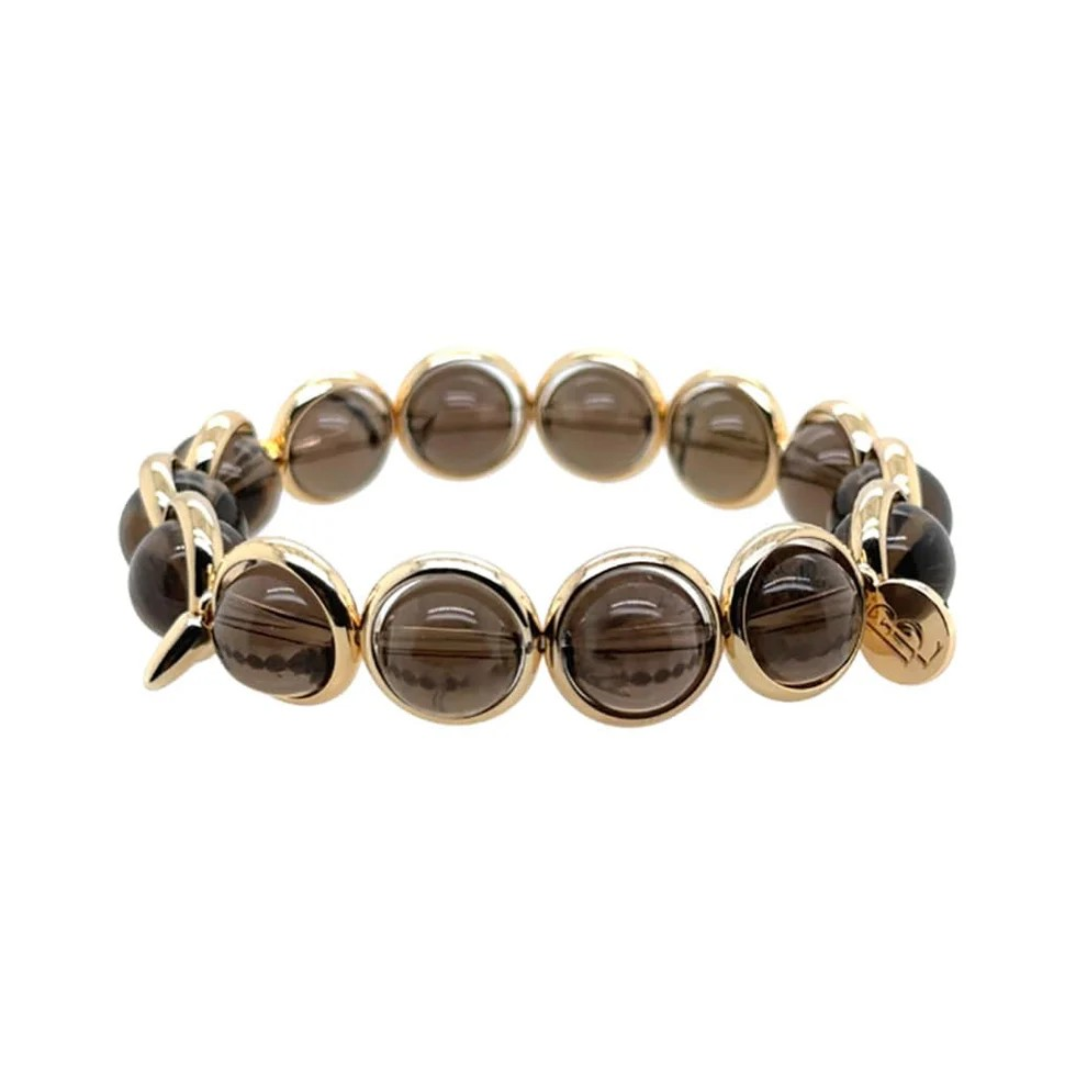 smokey quartz gemstone beaded bracelet 10mm