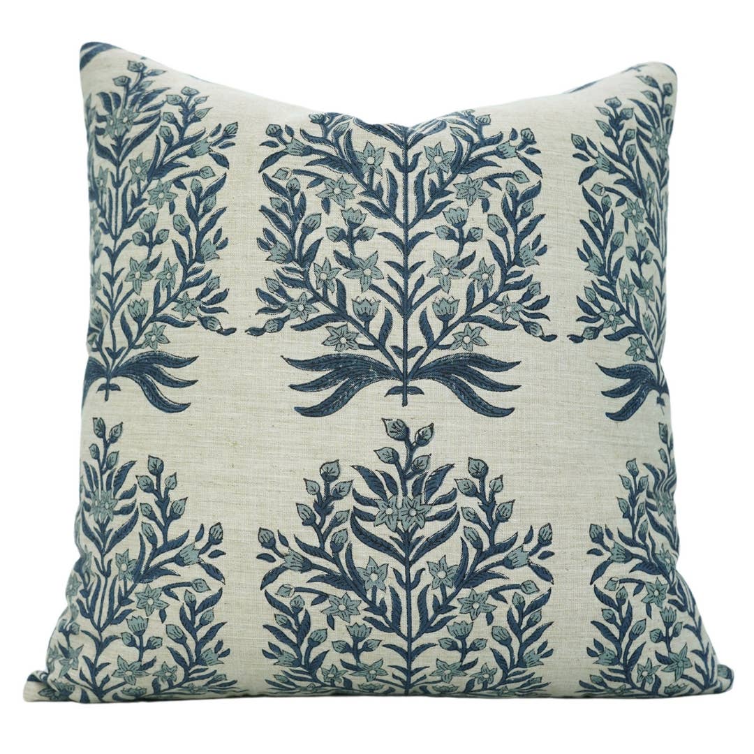 vrindavan block print linen blend 20 x 20