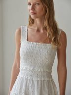 woven cotton eyelet dress
