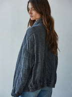 mineral washed quilted jacket in charcoal