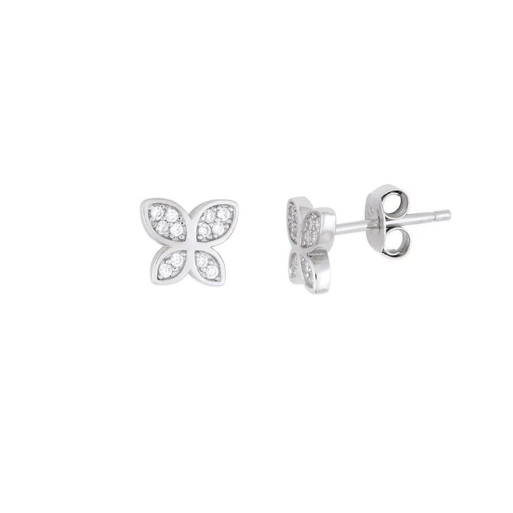 butterfly studs in silver