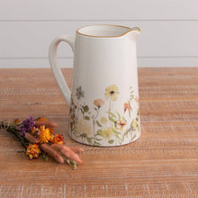  dried flower pitcher with gold lined rim