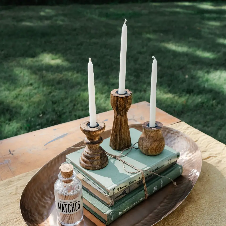 taper holder trio + candles