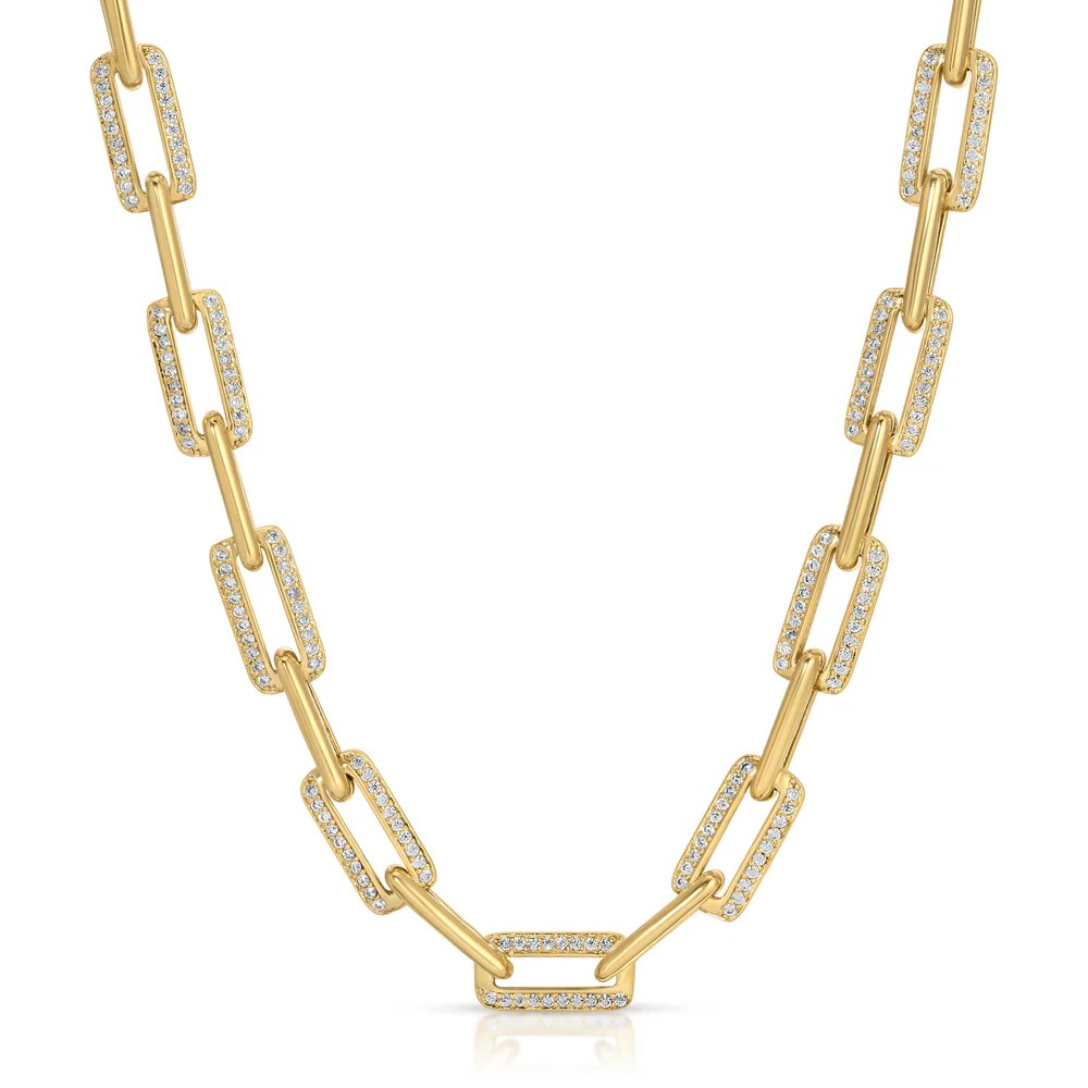 palm beach pave necklace in gold