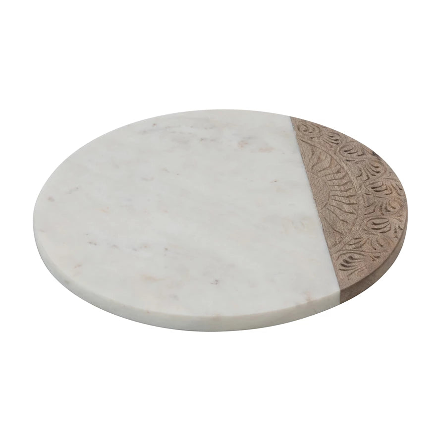 round hand-carved serving board