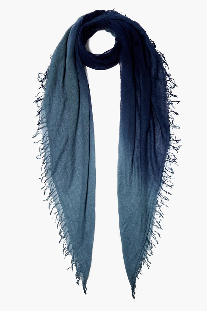 cashmere + silk scarf in pageant blue dip dye