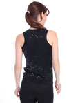 COTTON CASHMERE SEQUINED TANK in Black