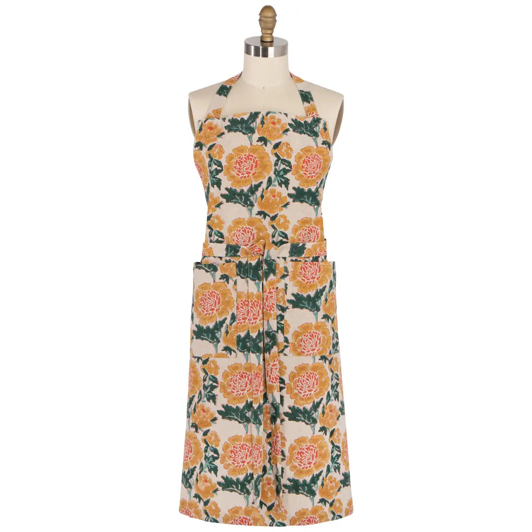 goldenrise block print apron