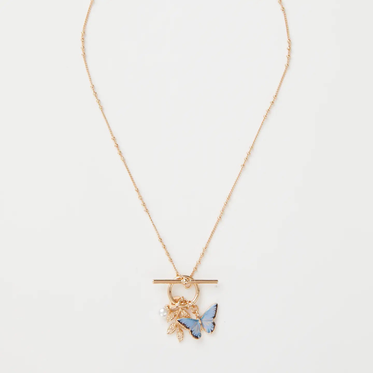 enamel blue butterfly necklace