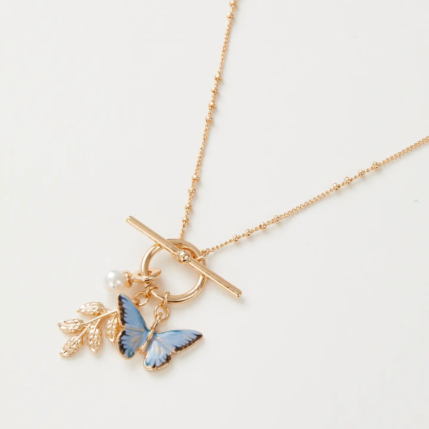 enamel blue butterfly necklace