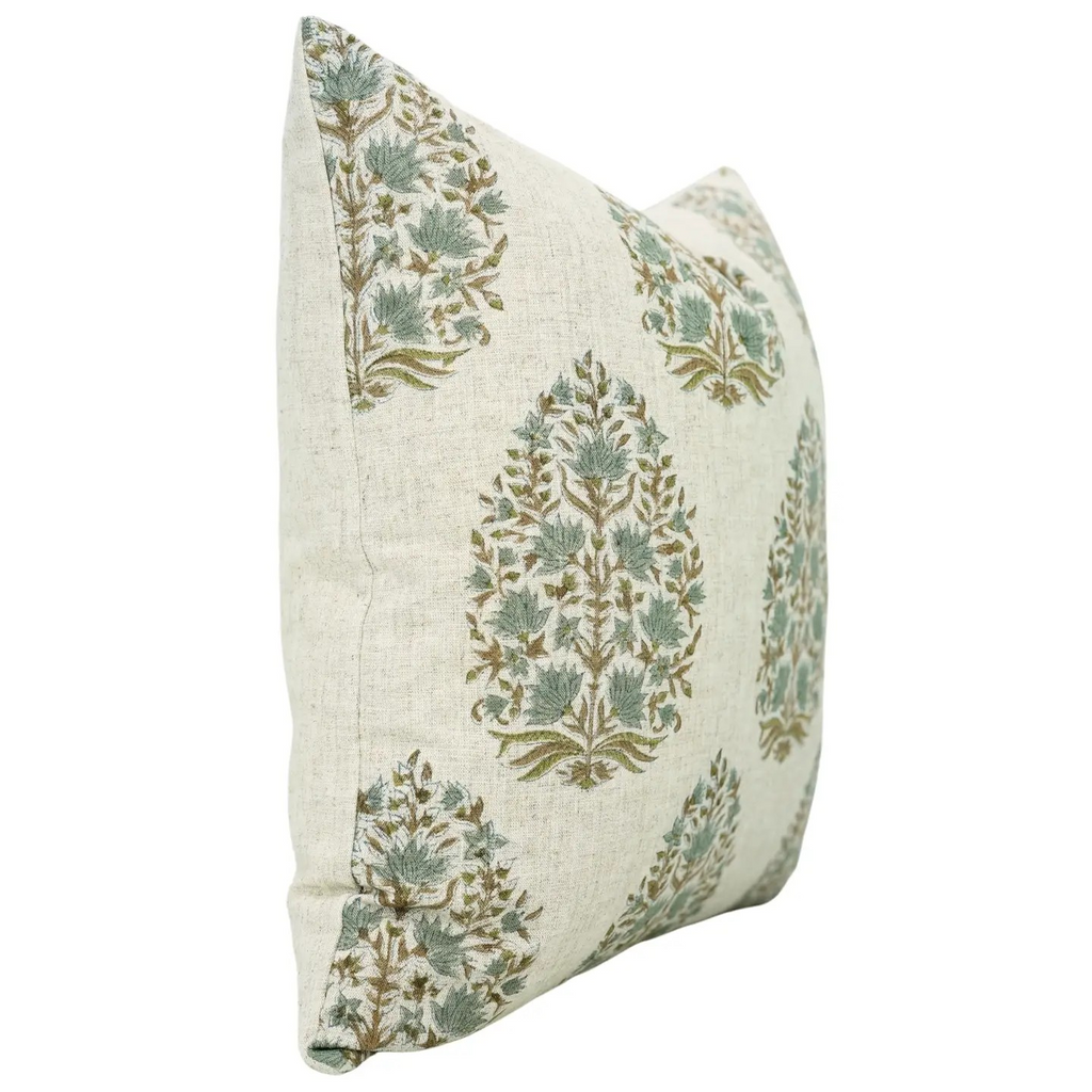 block print 20 x 20 pillow - bouquet