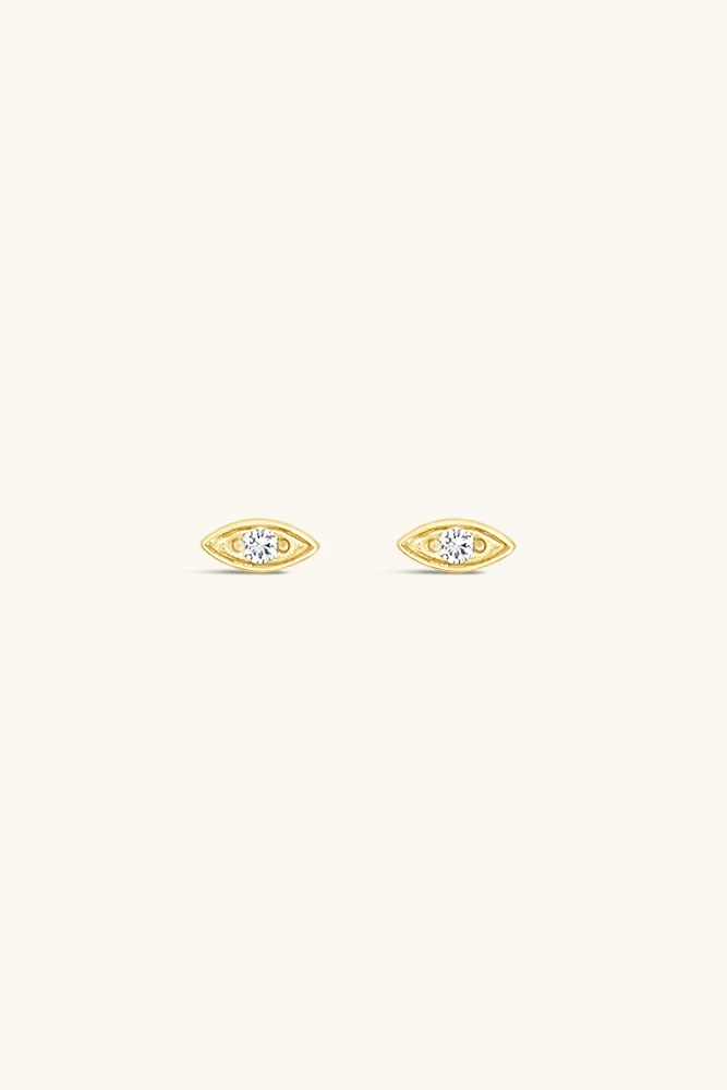evil eye stud in white topaz
