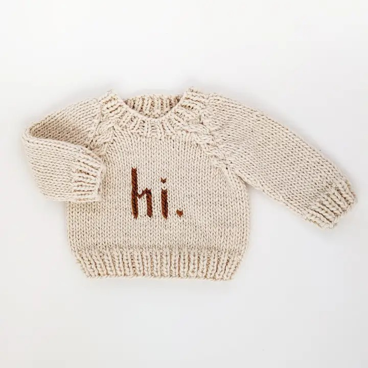 hi. baby crew neck sweater - pecan