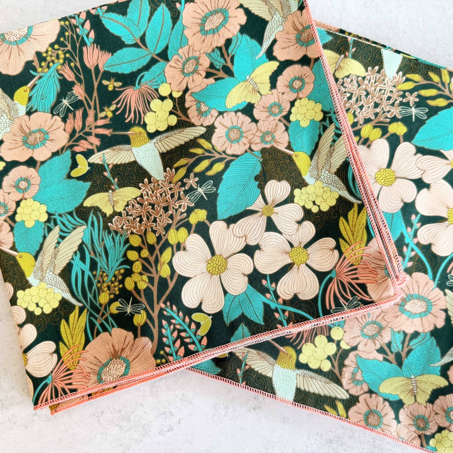 hummingbirds at twilight cloth napkin set