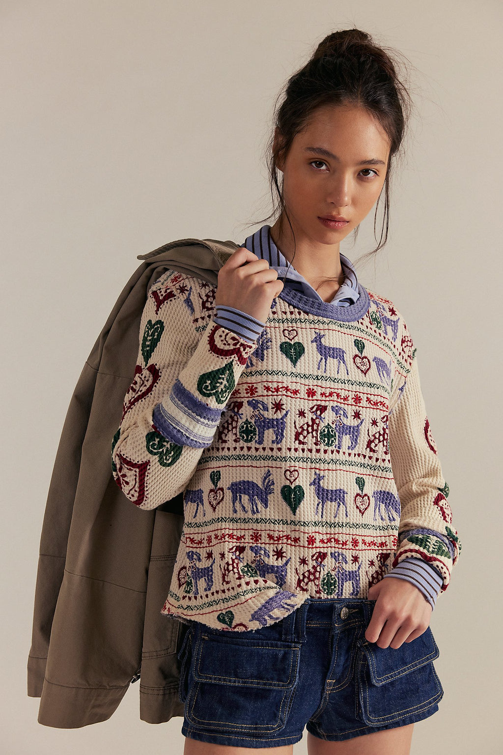 blissful layering tee in snowdrop combo