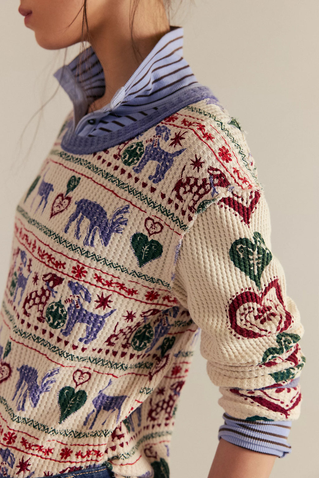 blissful layering tee in snowdrop combo