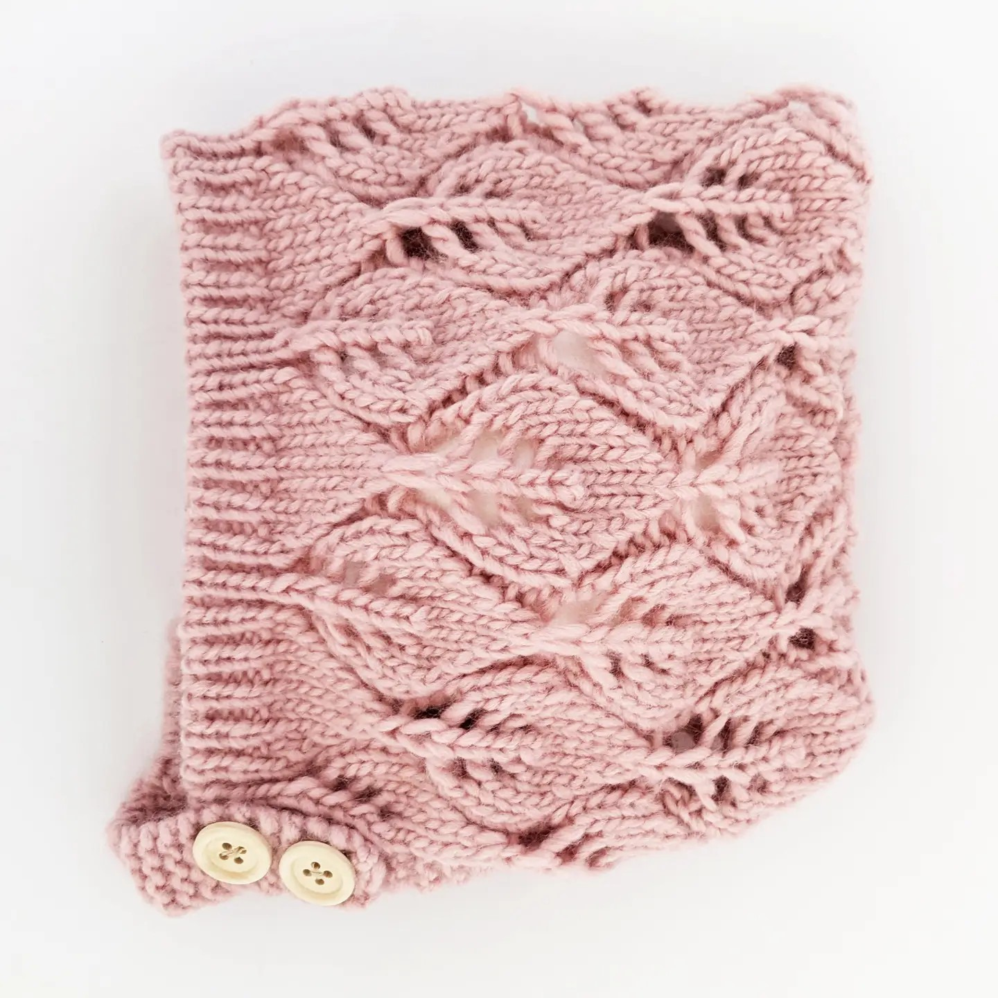 leaf lace baby bonnet - rosy pink