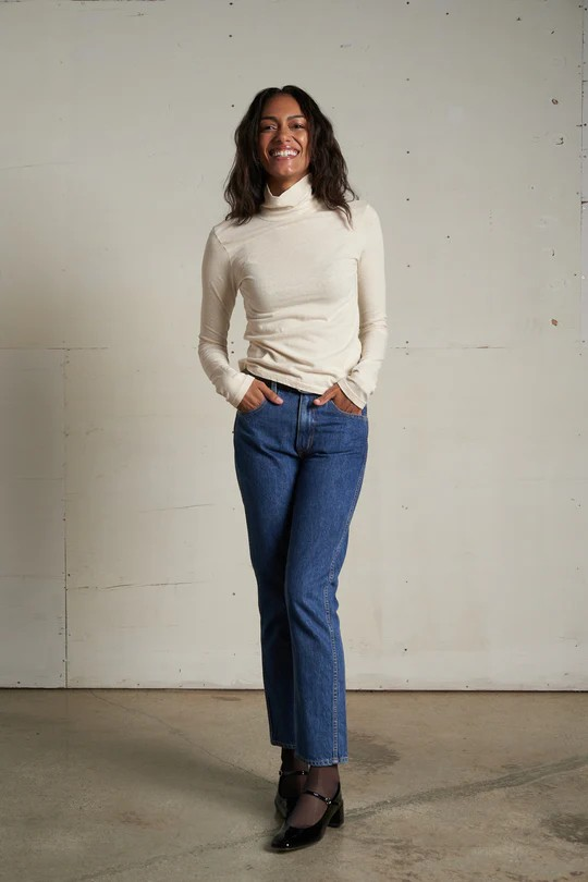 cindy recycled cotton turtleneck in sugar