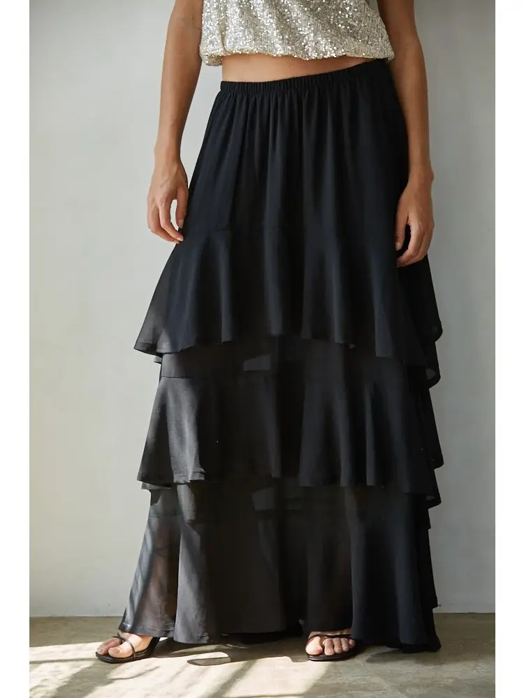 chiffon tiered skirt
