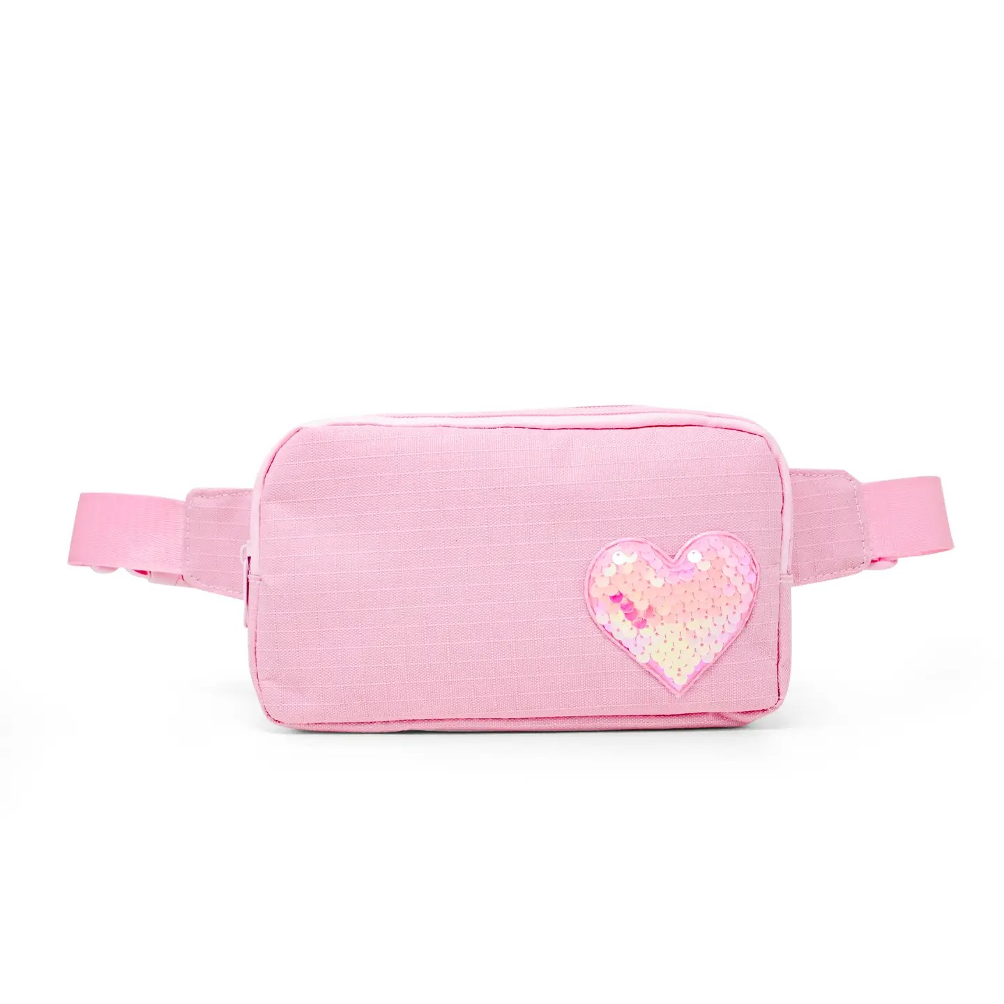 sequin heart crossbody in pink
