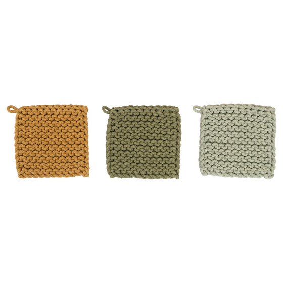 spring cotton crocheted pot holders