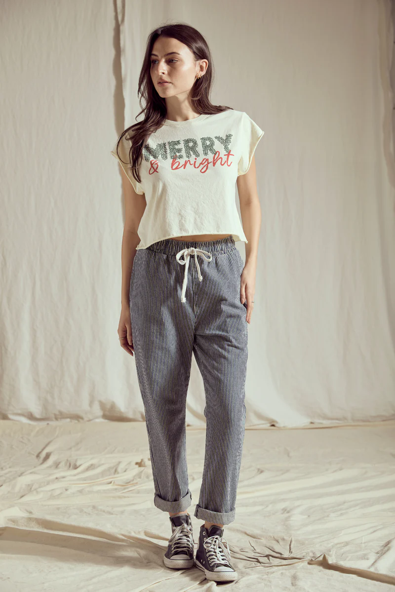 merry + bright crop tee