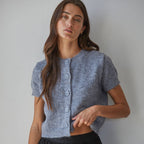 knit button down in blue grey