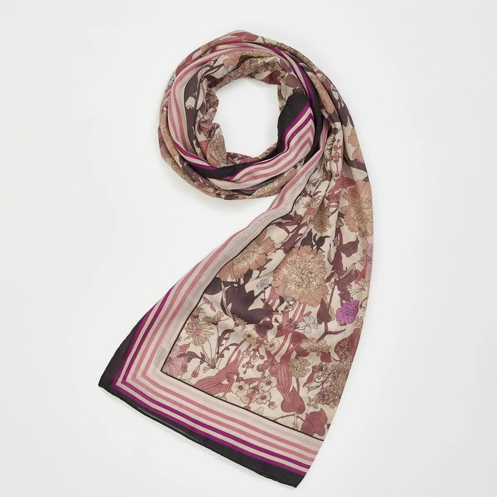 deco blooms candy stripe border lightweight scarf