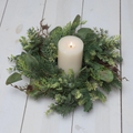 candle ring - mixed winter greens