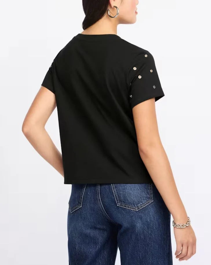 embellished tee with grommets