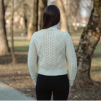 cable cardigan in natural