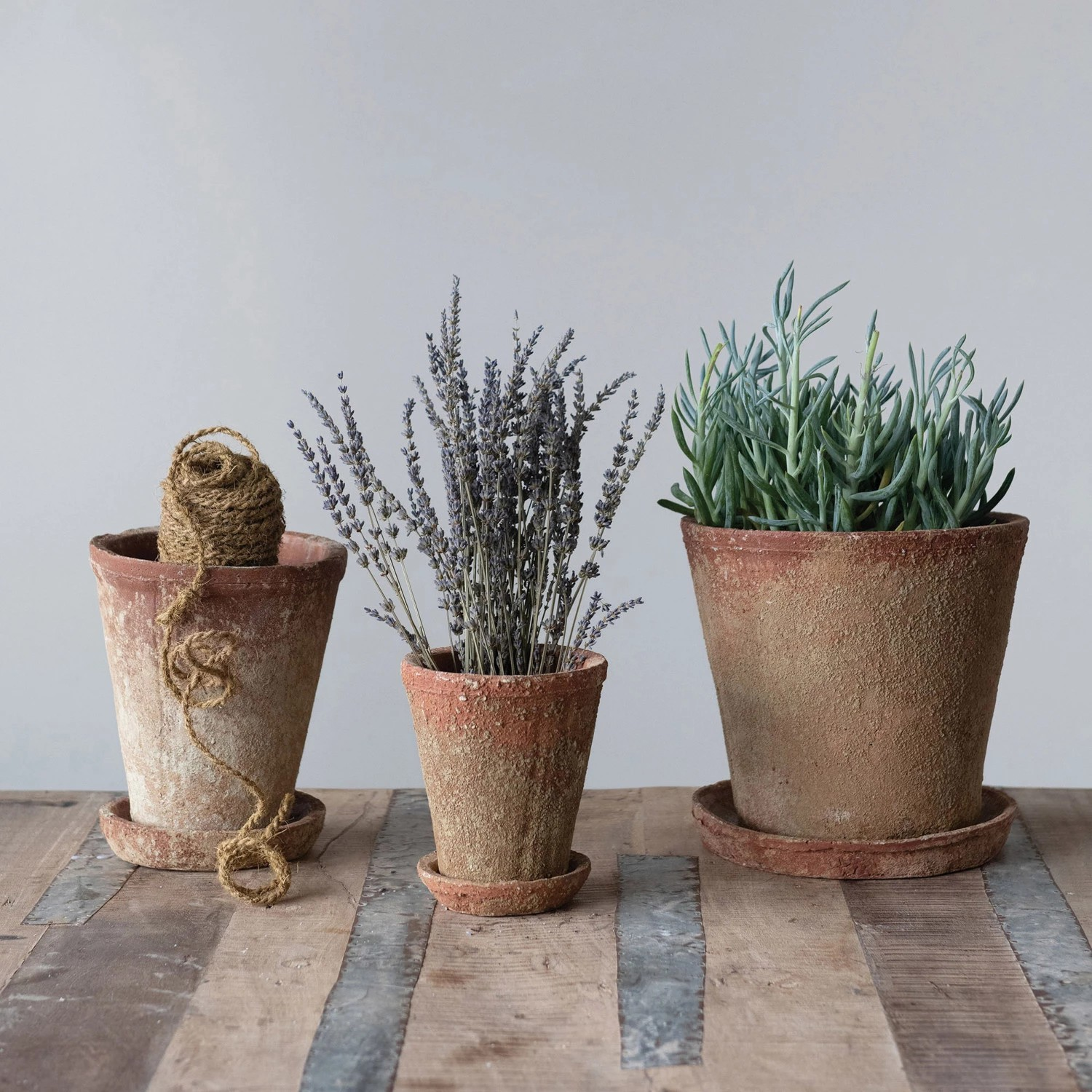 distressed cement planter - small