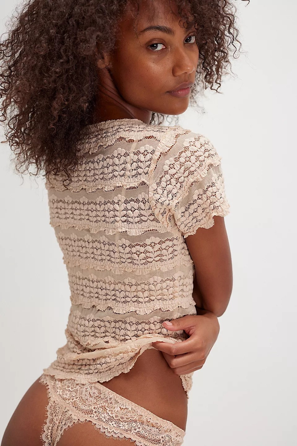 angelina lace top in tea