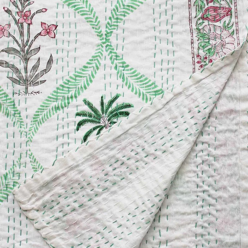 kantha quilted throw