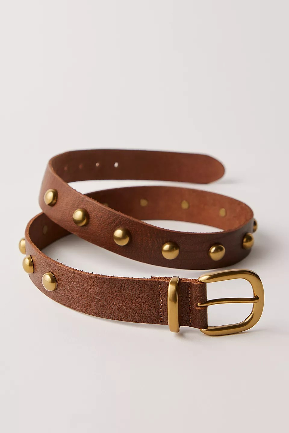 rhodes stud belt in cognac