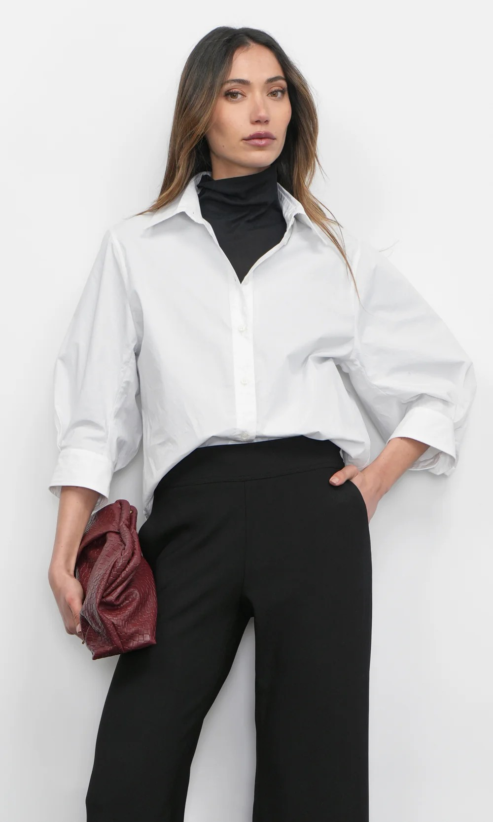 thea oversized latern sleeve button down