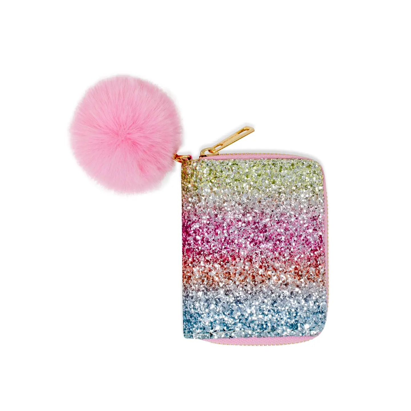 girls glitter wallet - rainbow