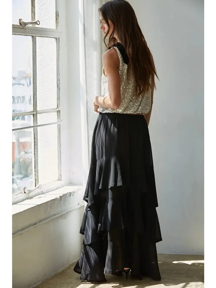 sequin sleeveless top with bow