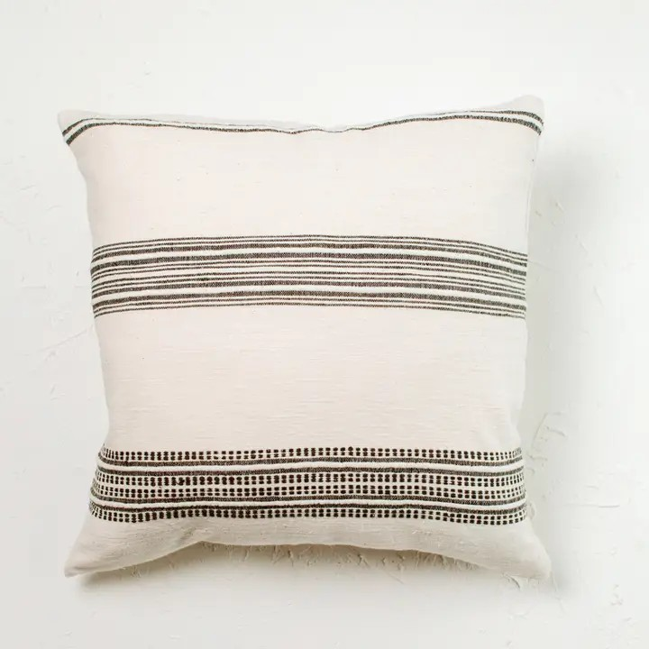 18" aden cotton throw pillow gray + cream
