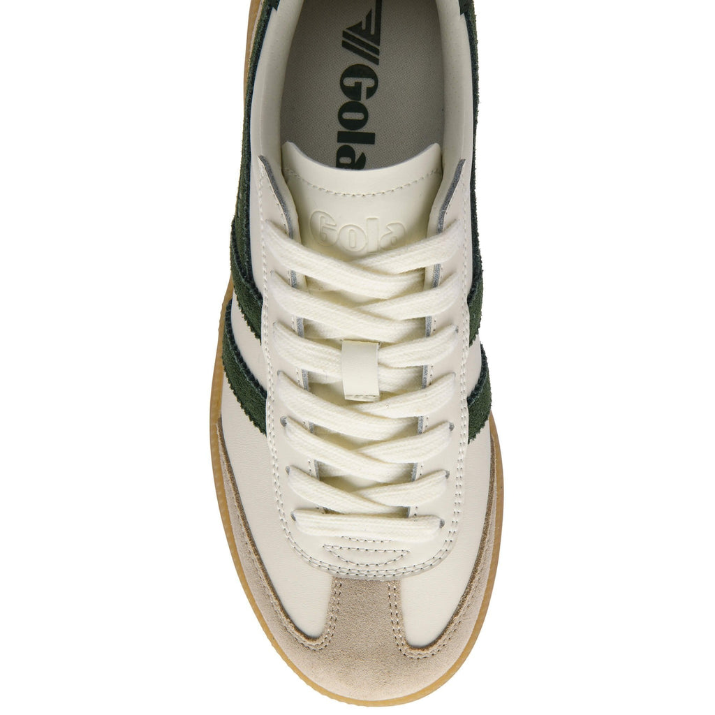 viper leather in white + bone + evergreen